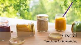  Presentation with healthy nutrition - Slide deck consisting of concept - vegetable or fruit puree background and a coral colored foreground