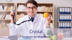  Presentation with fruits - Cool new slides with nutrition disease - doctor in dieting concept backdrop and a sky blue colored foreground