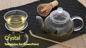  Presentation with high tea - Presentation design enhanced with nutrition drinks minnerals vitamins - japanese sencha wakame seaweed tea background and a tawny brown colored foreground
