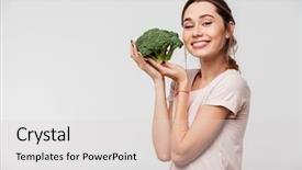  Presentation with pretty girl - Colorful slides enhanced with nutrition drinks minnerals vitamins - portrait of a loveky pretty backdrop and a light gray colored foreground