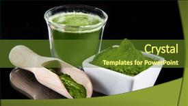  Presentation with spirulina - PPT theme featuring nutrition drinks minnerals vitamins - young barley and chlorella spirulina background and a tawny brown colored foreground