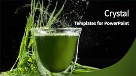  Presentation with chlorella - Theme with nutrition drinks minnerals vitamins - young barley and chlorella spirulina background and a black colored foreground