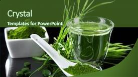 Theme with nutrition drinks minnerals vitamins - young barley and chlorella spirulina 
