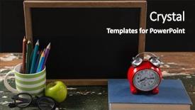  Presentation with nutrition education - Colorful slide deck enhanced with nutrition education - chalkboard with book pen holder backdrop and a wine colored foreground