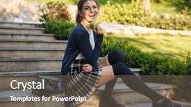  Presentation with school apple - Audience pleasing slides consisting of nutrition education - cheerful young school girl sitting backdrop and a violet colored foreground