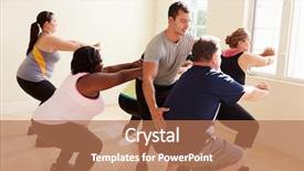  Presentation with exercise class - Presentation theme enhanced with nutrition education - fitness instructor in exercise class background and a coral colored foreground