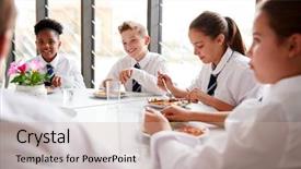  Presentation with high school students - PPT theme consisting of nutrition education - group of high school students background and a coral colored foreground