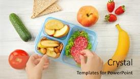  Presentation with nutrition education - Presentation theme having nutrition education - mother putting food in lunch background and a coral colored foreground