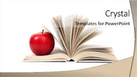  Presentation with nutrition education - Cool new presentation theme with nutrition education - red apple on a book backdrop and a white colored foreground