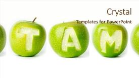  Presentation with nutrition education - Slide deck having nutrition education - word vitamin made of green background and a cream colored foreground