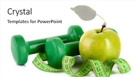  Presentation with measuring - Presentation having nutrition exercise - fresh red tasty apple background and a white colored foreground