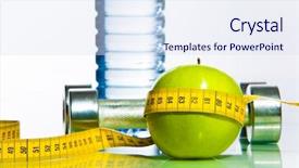  Presentation with exercise nutrition - Beautiful presentation featuring nutrition exercise - green apple bounded with measuring backdrop and a sky blue colored foreground