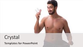  Presentation with jeans - PPT theme featuring nutrition exercise medications - man in dieting concept background and a light gray colored foreground