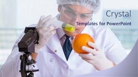  Presentation with nutrition - Colorful presentation design enhanced with nutrition expert testing food products in lab backdrop and a sky blue colored foreground