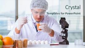  Presentation with protein scoop sports nutrition food - Slides consisting of nutrition expert testing food products background and a  colored foreground