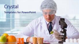  Presentation with protein scoop sports nutrition food - Audience pleasing PPT theme consisting of nutrition expert testing food products backdrop and a  colored foreground