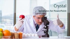  Presentation with food microbiology - Amazing PPT theme having nutrition expert testing food products backdrop and a sky blue colored foreground