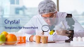  Presentation with nutrition - Slide set consisting of nutrition expert testing food products background and a light blue colored foreground