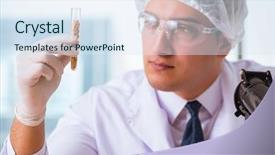  Presentation with protein scoop sports nutrition food - Beautiful slide deck featuring nutrition expert testing food products backdrop and a  colored foreground