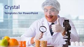  Presentation with nutrition - Colorful theme enhanced with nutrition expert testing food products backdrop and a  colored foreground
