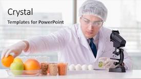  Presentation with nutrition - Cool new PPT theme with nutrition expert testing food products backdrop and a  colored foreground