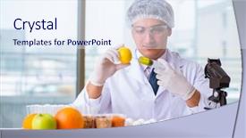  Presentation with nutrition - Colorful theme enhanced with nutrition expert testing food products backdrop and a  colored foreground