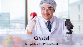  Presentation with nutrition - Amazing PPT theme having nutrition expert testing food products backdrop and a light blue colored foreground