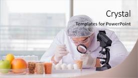  Presentation with nutrition - Beautiful PPT layouts featuring nutrition expert testing food products backdrop and a white colored foreground