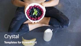  Presentation with almond milk - Slide deck enhanced with nutrition fitness - above shot of a woman background and a ocean colored foreground