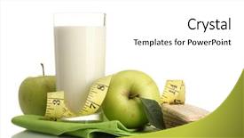  Presentation with kefir - Presentation theme enhanced with nutrition fitness - glass of kefir green apples background and a white colored foreground