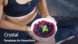  Presentation with berries - Audience pleasing PPT theme consisting of nutrition fitness - woman with a bowl backdrop and a wine colored foreground