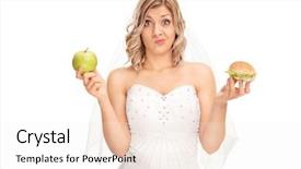  Presentation with apple cider vinegar histrory - Slide deck featuring nutrition fitness - young bride holding an apple background and a sky blue colored foreground