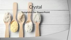  Presentation with flour - Audience pleasing PPT theme consisting of nutrition free - spoons with different types backdrop and a light gray colored foreground