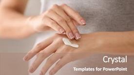  Presentation with cream - Cool new slides with nutrition healing - young woman applying hand cream backdrop and a coral colored foreground