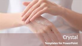  Presentation with cannoli cream - Amazing PPT layouts having nutrition healing - young woman applying hand cream backdrop and a coral colored foreground