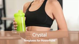  Presentation with protein shake - Colorful slide set enhanced with nutrition health - beautiful young woman with protein backdrop and a coral colored foreground