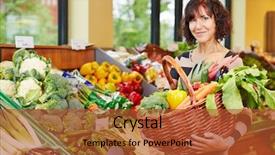  Presentation with elderly nutrition - Presentation theme consisting of nutrition health - elderly smiling woman buying fresh background and a red colored foreground