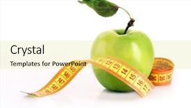  Presentation with measuring - PPT layouts with nutrition health - fresh red tasty apple background and a yellow colored foreground