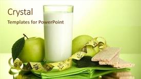  Presentation with kefir - Audience pleasing presentation theme consisting of nutrition health - glass of kefir apples crispbreads backdrop and a cream colored foreground