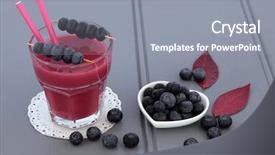  Presentation with blueberry juice - PPT theme with nutrition immunity - blueberry smoothie juice health drink background and a gray colored foreground