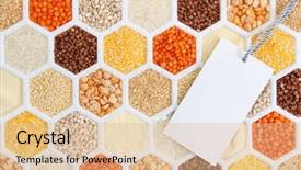  Presentation with hexagons - Beautiful slides featuring nutrition label - hexagons with different varieties backdrop and a lemonade colored foreground