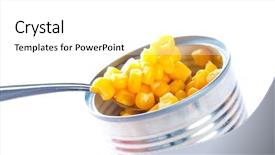  Presentation with nutrition label - Amazing slides having nutrition label - tinned corn in an iron backdrop and a white colored foreground