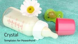  Presentation with milk baby - Colorful PPT theme enhanced with nutrition month - baby bottle of milk backdrop and a arctic colored foreground