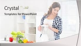  Presentation with pregnant woman - Colorful slide set enhanced with nutrition month - beautiful pregnant smiling woman cooking backdrop and a white colored foreground