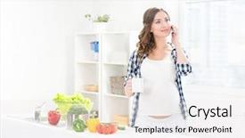  Presentation with medicine pregnant woman - Colorful PPT theme enhanced with nutrition month - beautiful pregnant smiling woman surfing backdrop and a sky blue colored foreground