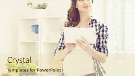  Presentation with pregnant woman - Presentation theme with nutrition month - beautiful pregnant woman in kitchen background and a  colored foreground