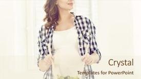  Presentation with pregnant woman - PPT theme consisting of nutrition month - beautiful pregnant woman preparing breakfast background and a cream colored foreground