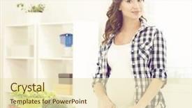  Presentation with pregnant woman - Slide set enhanced with nutrition month - beautiful pregnant woman preparing breakfast background and a soft green colored foreground