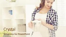  Presentation with pregnant woman - Beautiful slide set featuring nutrition month - beautiful pregnant woman preparing breakfast backdrop and a  colored foreground