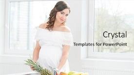  Presentation with pregnant woman - Cool new slide deck with nutrition month - beautiful pregnant woman washing backdrop and a white colored foreground